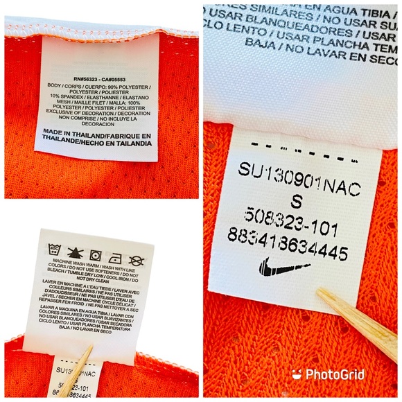 Nike Dri-Fit White & Orange Collared Golf Shirt NikeGolf Tour Performance Mens S - Picture 11 of 12